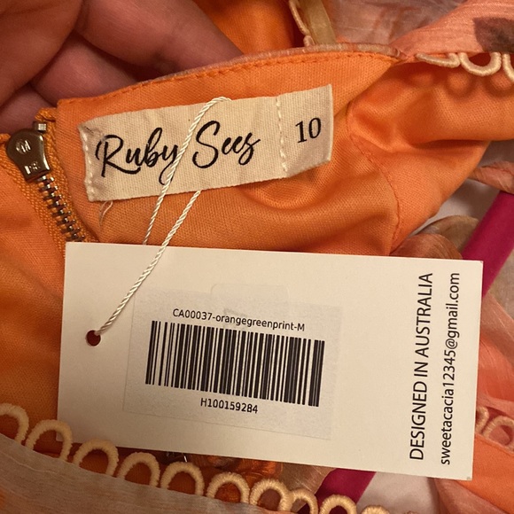 Orange floral backless dress - Picture 6 of 6